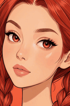 AI generated video: woman face closeup, Braided pigtails, Red Smoky Eye, Superlatively detailed…