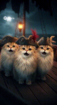 AI generated video: 把这群骷髅换成一群长毛金渐层猫