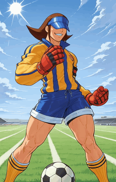 AI generated video: 2.5d animation, cinematic motion, medium speed. On the soccer field, the man…