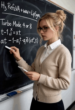 AI generated video: <Subject 1> Subject is a teacher <Picture 1>, A teacher is writing the word…