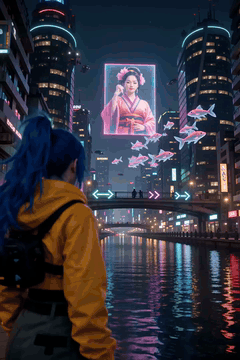 AI generated video: subject_definitions: <Subject 1> is the female character from <Picture 1>, with…