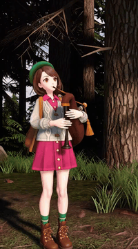 AI generated video: gl0r14, wearing a green beret, and brown eyes, wearing a grey cardigan over a…
