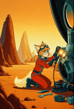 AI generated video: 1boy,trap,flat chest,skinny,light orange fluffy cat ears,light orange cat…
