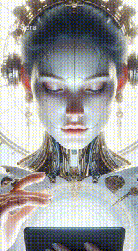 AI generated video: Pure, holy, true divine perfection, priestess of Synthetic Gods, cyborgs…