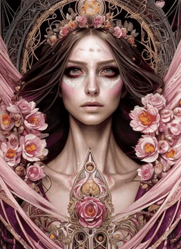 AI generated video: sks place (symmetry:1.1) (portrait of floral:1.05) a woman as a beautiful…
