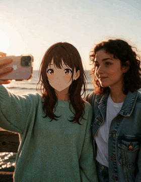 AI generated video: integrated_multimodal_description: [Shot 1] ANIRL, anime-rendered face and…