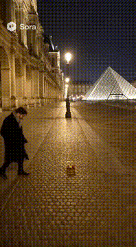 Видео, сгенерированное нейросетью: Louvre heist? Nah, just a random guy finding a golden crown on Rue de…