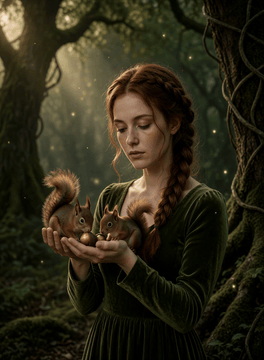 AI generated video: Squirrels eating from hand peaceful music