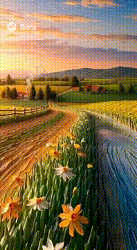 AI generated video: This but three-dimensional but also still paint.