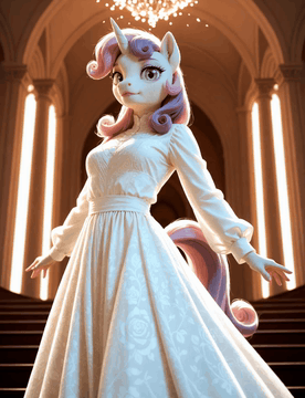 AI generated video: She stands on the stage and sings a beautiful and melodic song. She sings in a…