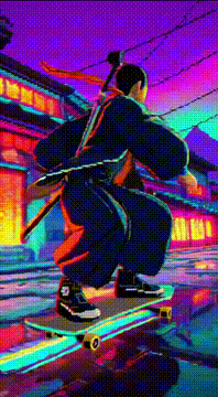 AI generated video: 🏯🛹