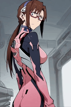 AI generated video: she bows, says, "Kon ban wa!"