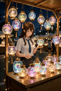 AI generated video: integrated_multimodal_description [Shot 1] An anime-style dream merchant woman…