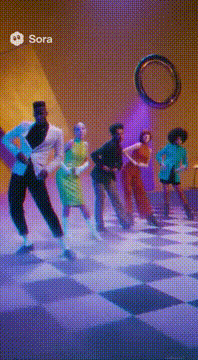 AI generated video: low quality 1960s VHS movie scene, extremely surrealist Fosse choreographed…