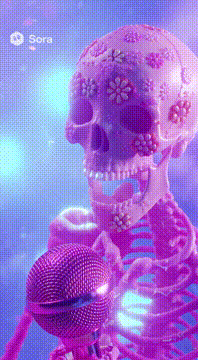 AI generated video: # PASTEL BONES — “Candy Bones” Hook MV Teaser - [ #1 1.10s ] ACTION:{jaw-snap…