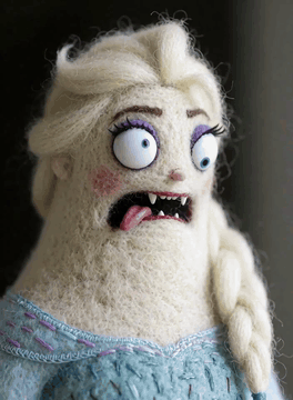 AI generated video: The girls eyes bob around like googly eyes and she grunts and groans…