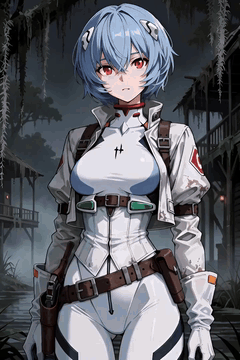 AI generated video: Anime illustration of Rei Ayanami reimagined as a hunter from Hunt: Showdown…