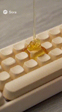 AI generated video: honey keyboard asmr
