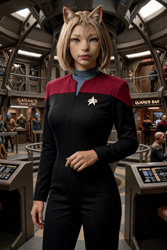 AI generated video: Her expression begins neutral, then gradually softens into a warm, inviting…