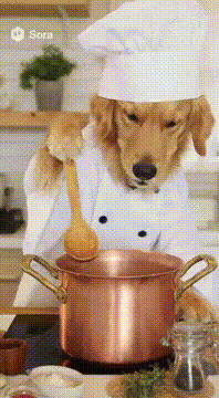 AI generated video: Make the dog have a pepper grinfer