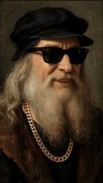 AI generated video: the painting is rapping his mouth moving lips synced Immediately leonardo da…