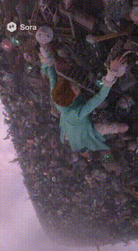 AI generated video: She Hangs at the Top of a Massive Junk Tower