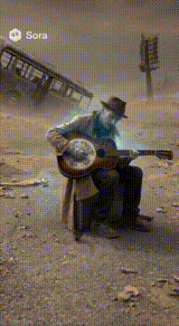 AI generated video: #ghost busker in the waste land ## scene shifting