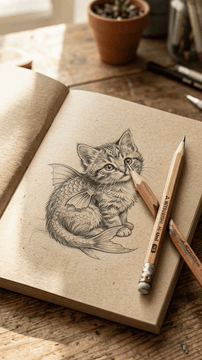 AI generated video: Macro 85mm f/1.8 action photo. The kitten has fully transformed into a living…