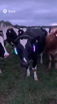 AI generated video: Cows are listening to Eastern European hardbass