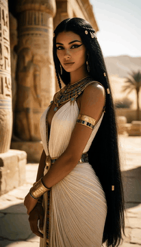 AI generated video: 5-second cinematic ancient Egyptian portrait video. Preserve the exact adult…