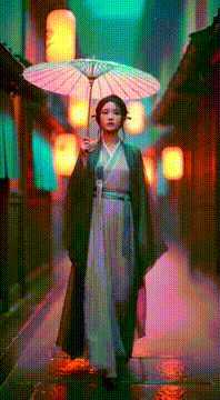 AI generated video: This, but make it a young and beautiful female ci poet from the Song Dynasty…