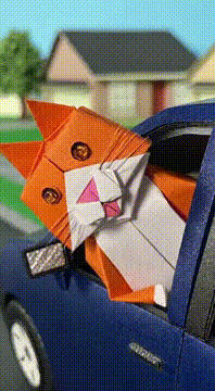 AI generated video: Same scene, but everything is done in origami