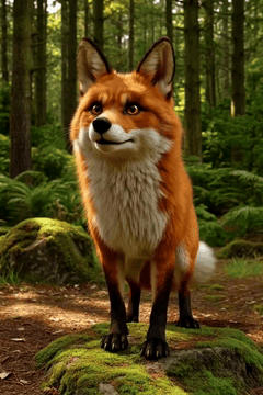 AI generated video: A dense forest bathed in golden hour sunlight, with dappled light filtering…