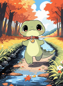 AI generated video: The lizard runs forward, toward the camera. The camera smoothly pulls back…
