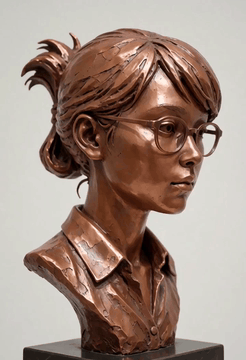 AI generated video: A 180 degree camera orbit around the bust, leaving the distance and lighting…