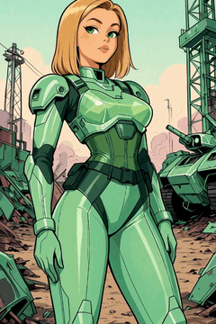 AI generated video: Bio-enhanced rebel with fluorescent green veins and a translucent tactical…