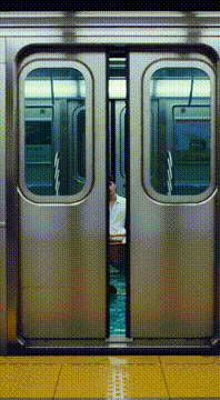 AI generated video: The train doors open to reveal the car filled with water and lotus blossoms…