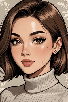 AI generated video: the image depicts a close-up portrait of a mature woman with long, straight…