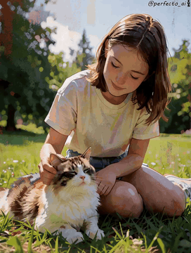 AI generated video: girl is petting cat