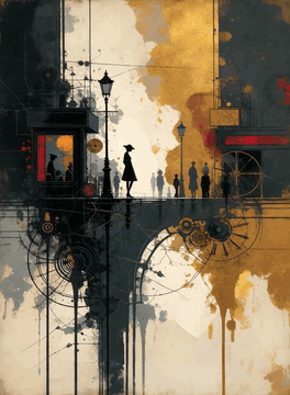 Видео, сгенерированное нейросетью: day changing to night. lamps is turning on. 2d animation