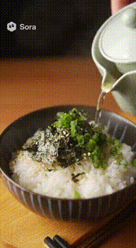 AI generated video: お茶ご飯 ASMR