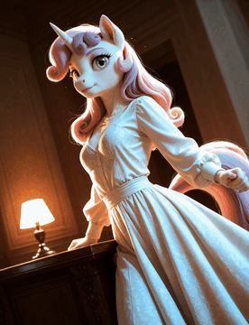 AI generated video: She stands on the stage and sings a beautiful and melodic song. She sings in a…