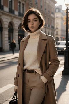 AI generated video: walking front, A cinematic full-body shot of a beautiful, stylish woman walking…