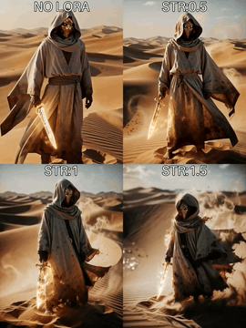 AI generated video: A mysterious hooded figure stands alone on the crest of a vast desert dune…