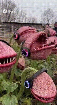 AI generated video: Make it 30 man eating flowers instead