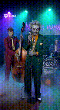 AI generated video: Dress them in zoot suits from the 1940s , make it a big band style sound