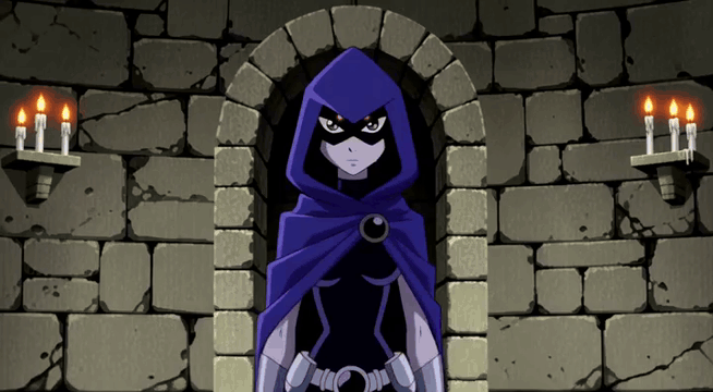 AI generated video: TnC1tr0n, rvn, she stands in a dim stone chamber as her blue hooded cloak…