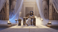 AI generated video: Cleopatra sits gracefully on a magnificent throne in the center of an ancient…