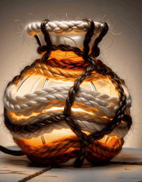 AI generated video: WoolWorld, a stained-glass style table lamp whose “glass” is translucent layers…