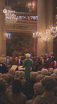 AI generated video: VHS video camera capturing a classical music concert in an 1700s concert hall…